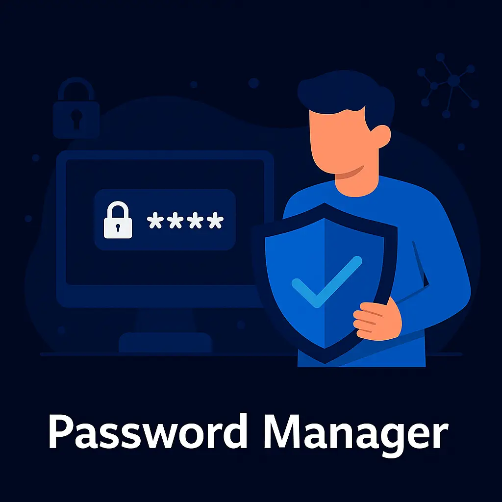 Password manager icon illustration with secure login symbol and digital protection